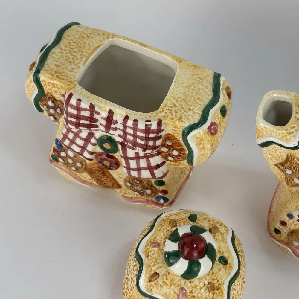 Gingerbread Man Set of 2 Tea Pot & Sugar Container 1996 Jay Import Co